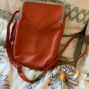 Cold water Creek Orange Leather Crossbody Bag